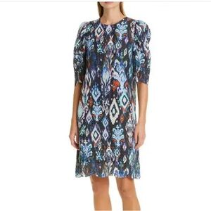 Munthe jillie max ikat eyelet puff sleeve shift dress